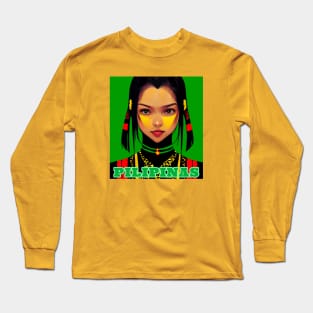 Philippines Cute Tribal Girl Long Sleeve T-Shirt